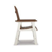 Sini Outdoor Dining Armchair Set of 2, Slatted Backrest, Brown White -BM331689