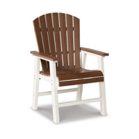 Sini Outdoor Dining Armchair Set of 2, Slatted Backrest, Brown White -BM331689