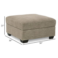 Croi Ottoman, 36 Inch, Hidden Storage with Cup Holders, Taupe Gray -BM331705