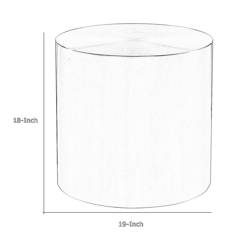 Rano Side End Table, 19 Inch Black Round Iron Top, Modern Drum Shape -BM331992