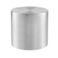 Rano Side End Table, 19 Inch Silver Round Iron Top, Modern Drum Shape -BM331993