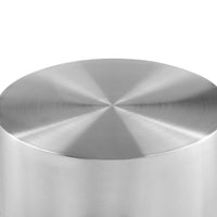 Rano Side End Table, 19 Inch Silver Round Iron Top, Modern Drum Shape -BM331993