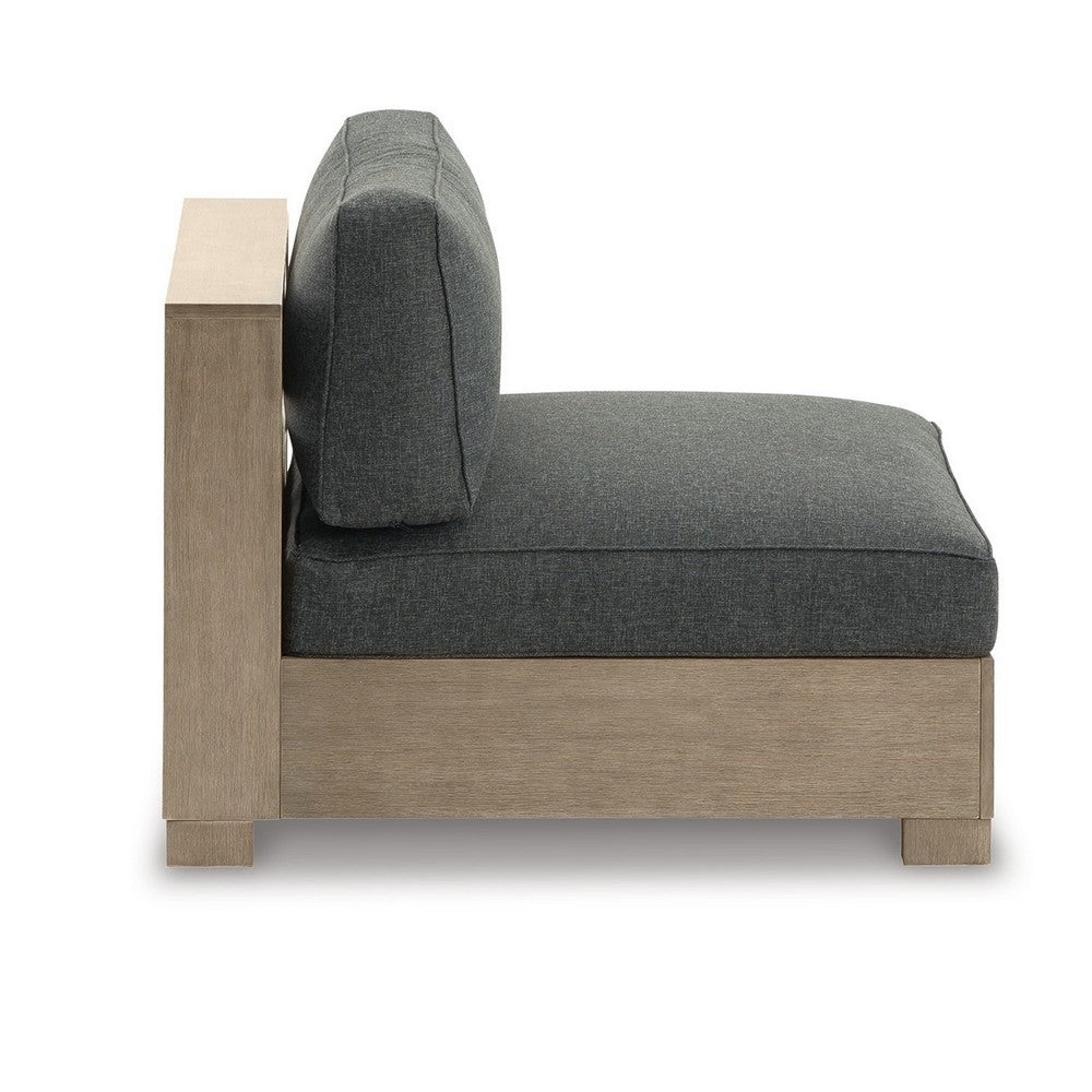 Mayo Outdoor Modular Armless Chair, Dark Gray Nuvella Fabric, Brown -BM332197