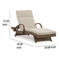 Tira Outdoor Chaise Lounge, Adjustable 78 Inch Brown Wicker, Beige -BM332200