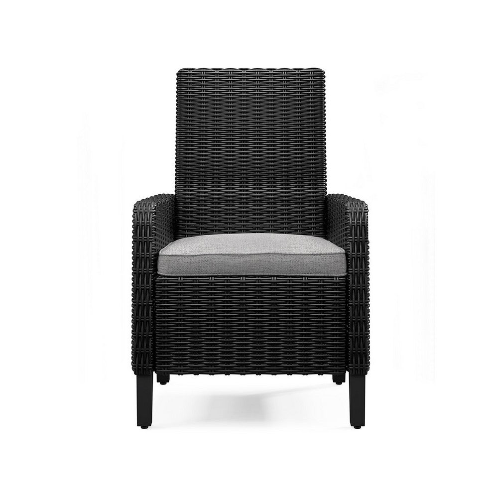 Tira Indoor Outdoor Armchair Set of 2, Black Wicker, Gray Nuvella Seat -BM332203