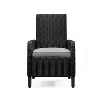 Tira Indoor Outdoor Armchair Set of 2, Black Wicker, Gray Nuvella Seat -BM332203