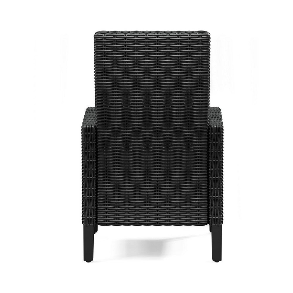 Tira Indoor Outdoor Armchair Set of 2, Black Wicker, Gray Nuvella Seat -BM332203