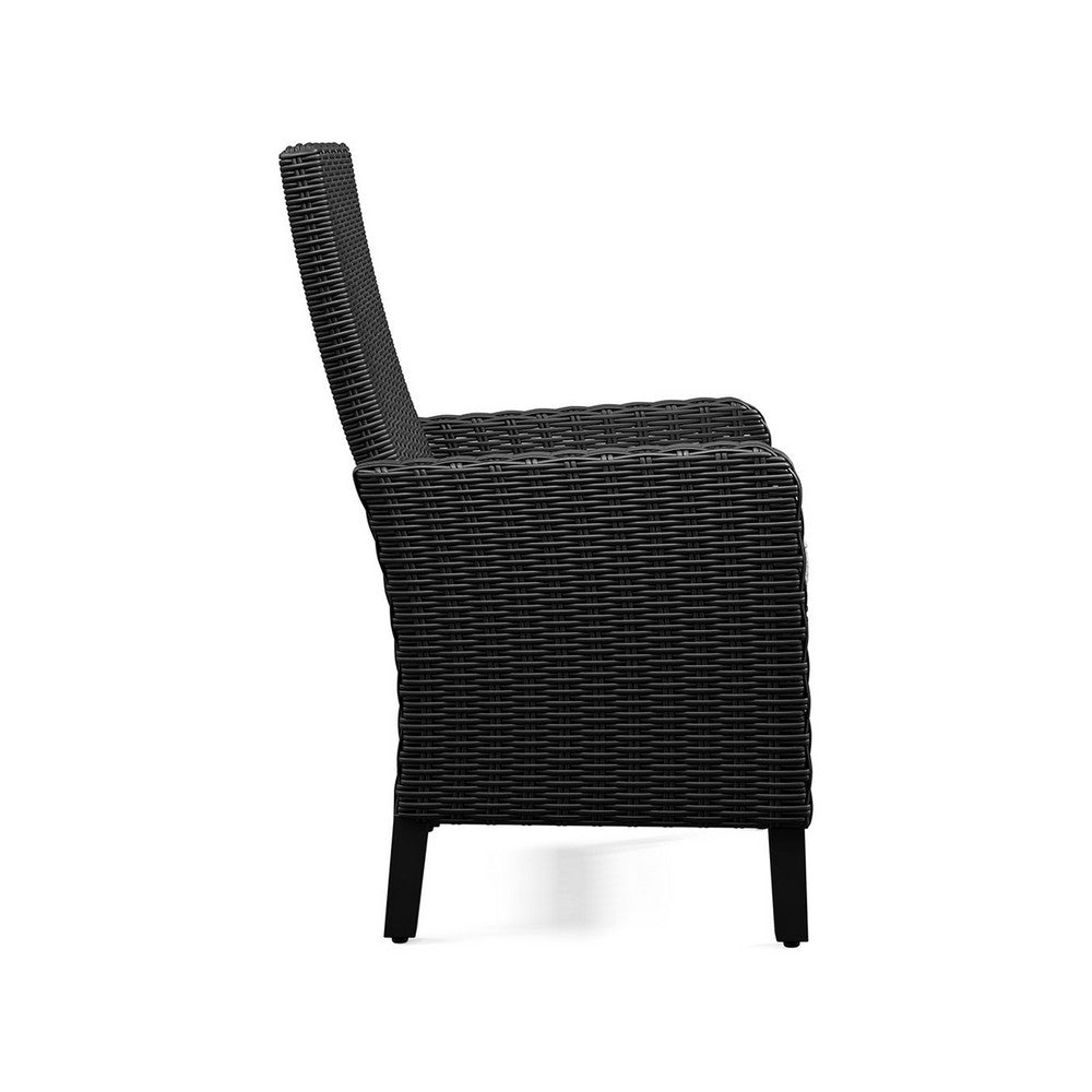Tira Indoor Outdoor Armchair Set of 2, Black Wicker, Gray Nuvella Seat -BM332203