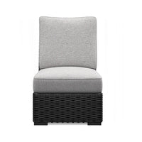 Tira Outdoor Modular Armless Chair, Black Woven Wicker, Gray Nuvella -BM332204