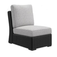 Tira Outdoor Modular Armless Chair, Black Woven Wicker, Gray Nuvella -BM332204