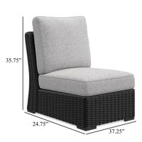 Tira Outdoor Modular Armless Chair, Black Woven Wicker, Gray Nuvella -BM332204