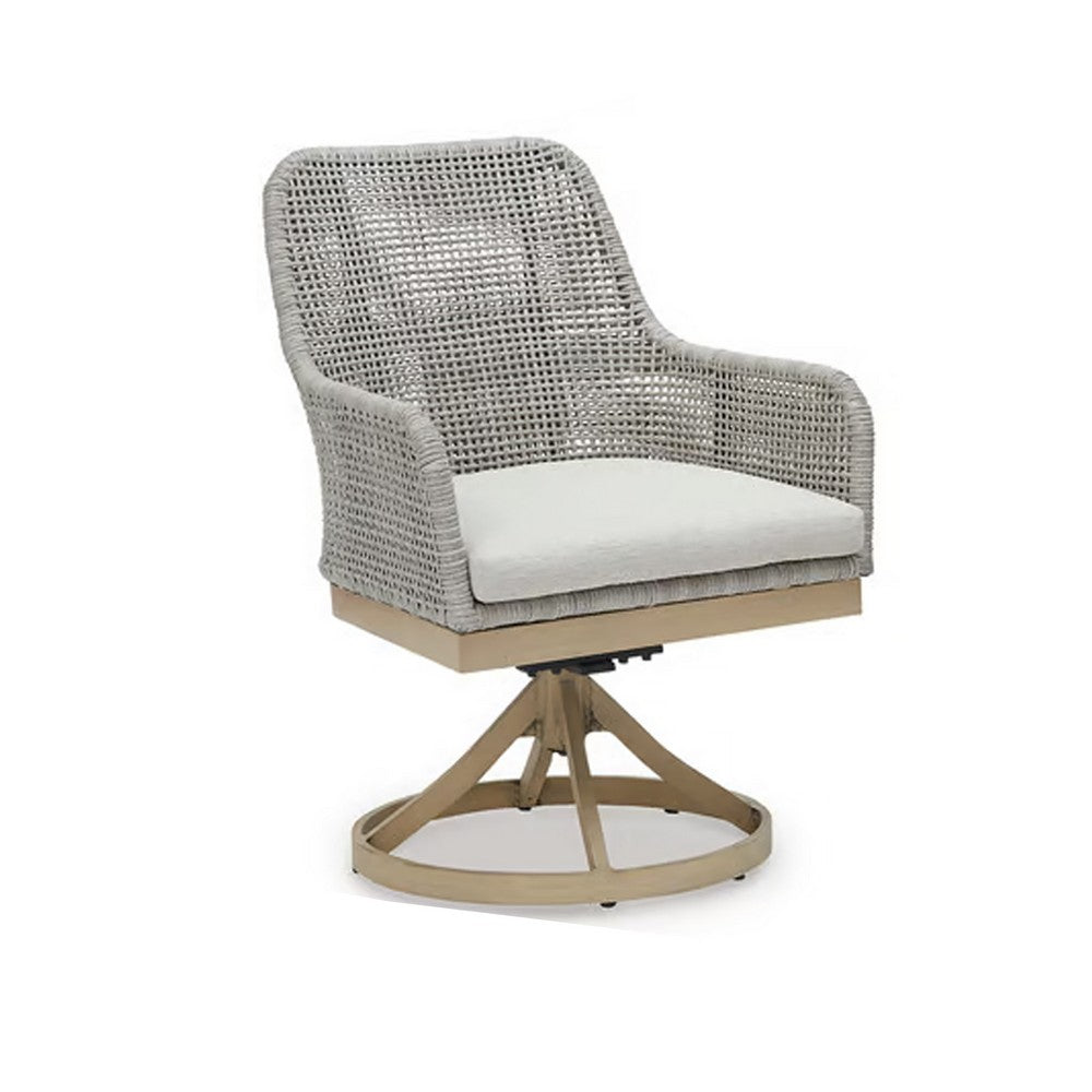 Yami Outdoor Swivel Chair Set of 2, Gray Resin Wicker, Nuvella Seats -BM332207