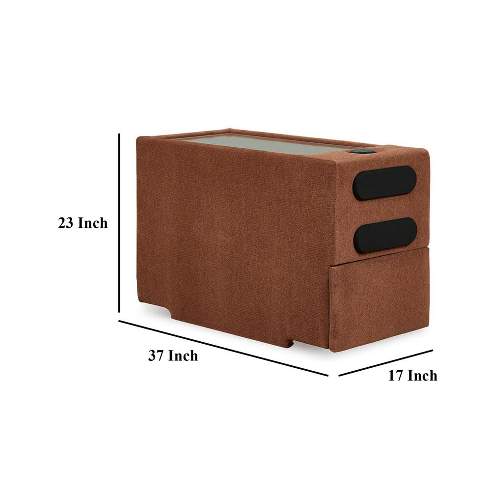 Meso Modular Console Side Table, Audio System, Spice Orange, 37 Inch -BM332263