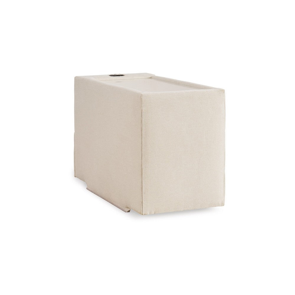 Meso Modular Console Side Table, Audio System, Ivory Nuvella, 37 Inch -BM332267