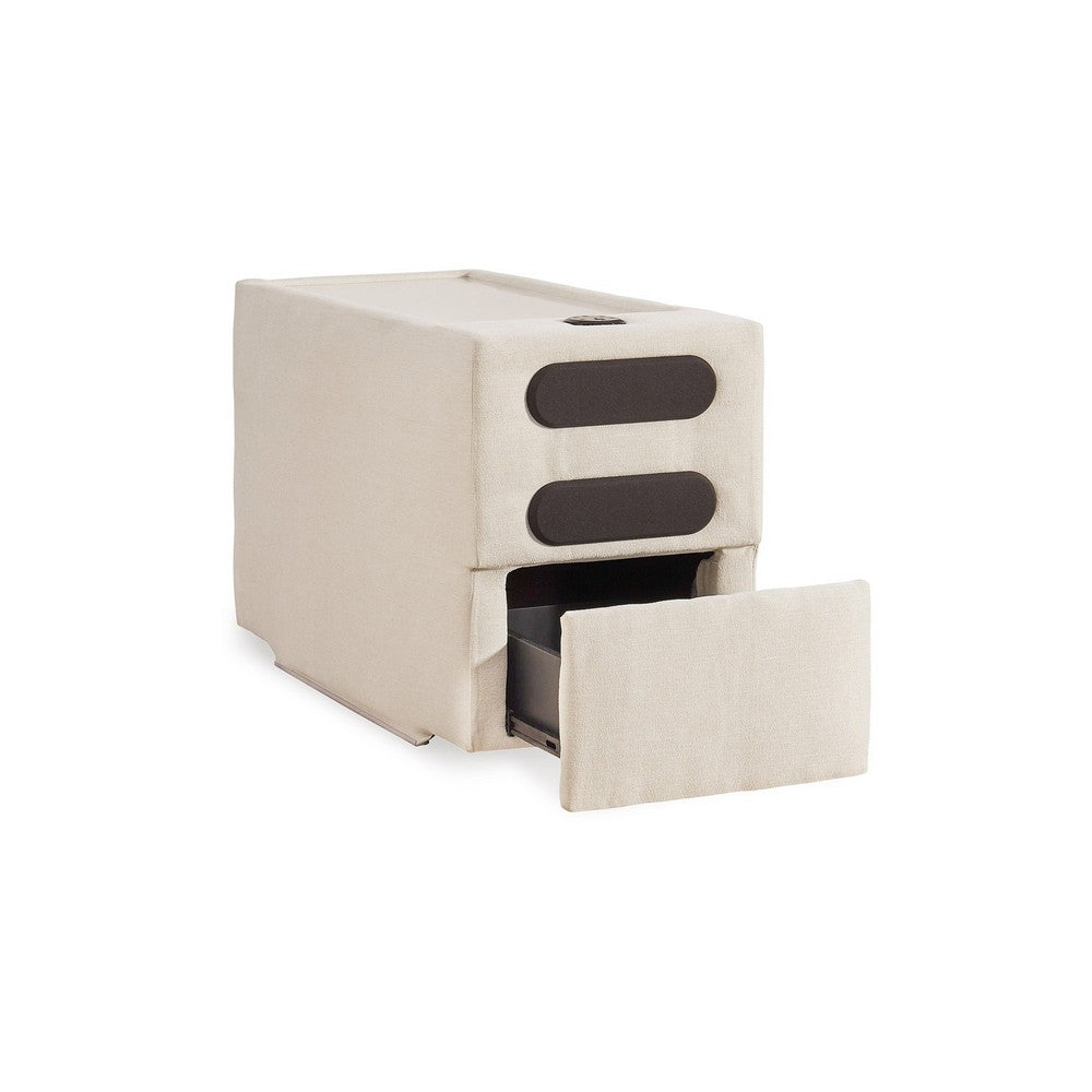 Meso Modular Console Side Table, Audio System, Ivory Nuvella, 37 Inch -BM332267