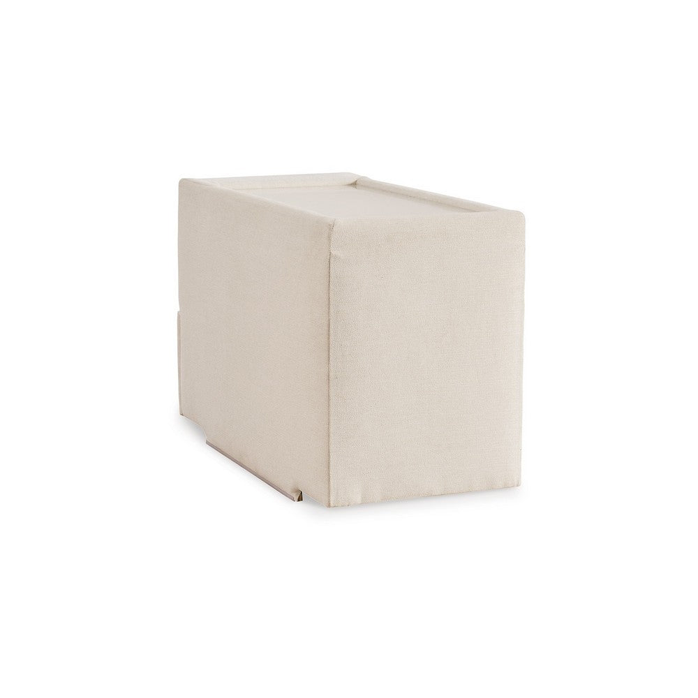 Meso Modular Console Side Table, Storage, Oyster Ivory Nuvella,37 Inch -BM332268