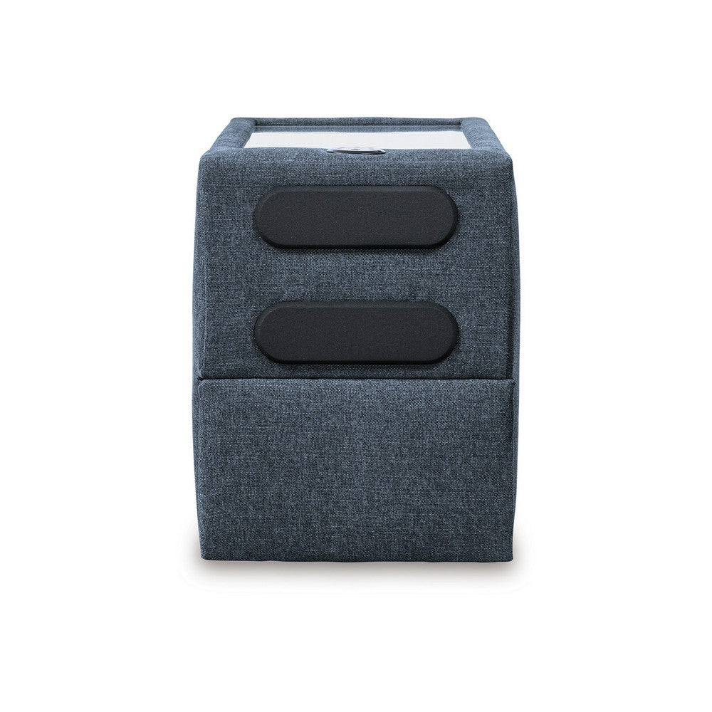 Meso Modular Console Side Table, Audio System Ink Blue Nuvella 37 Inch -BM332272