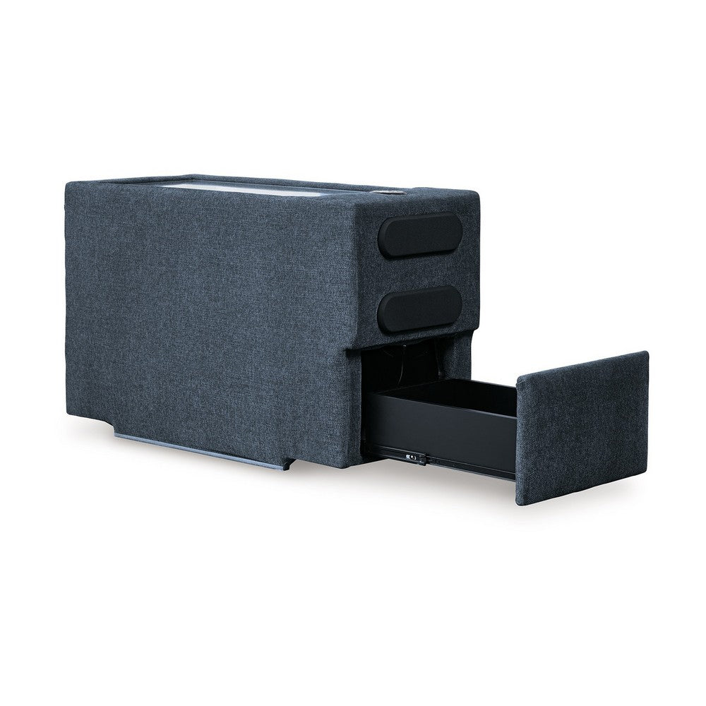 Meso Modular Console Side Table, Audio System Ink Blue Nuvella 37 Inch -BM332272