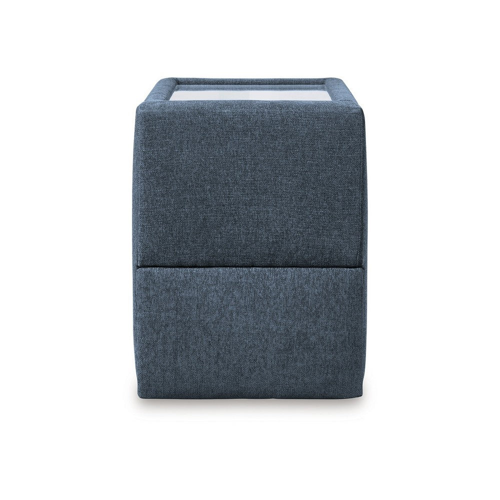 Meso Modular Console, Built In Storage, Ink Blue Nuvella, 37 Inch -BM332273