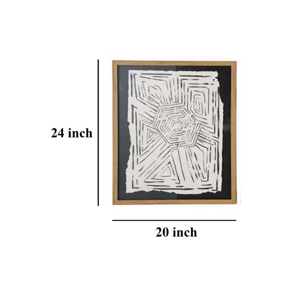 Salina Wall Art Decor Set of 3, Black Beige Abstract Framed, 20x24 -BM332306