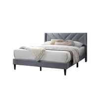 Reno Queen Size Bed, Modern X Channel Tufted Gray Velvet Upholstery -BM332425