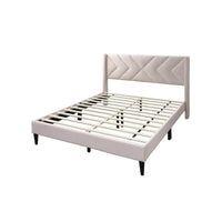 Reno Queen Size Bed, Modern X Channel Tufted Pink Velvet Upholstery -BM332426