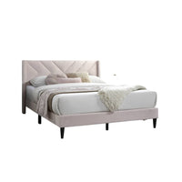Reno Queen Size Bed, Modern X Channel Tufted Pink Velvet Upholstery -BM332426