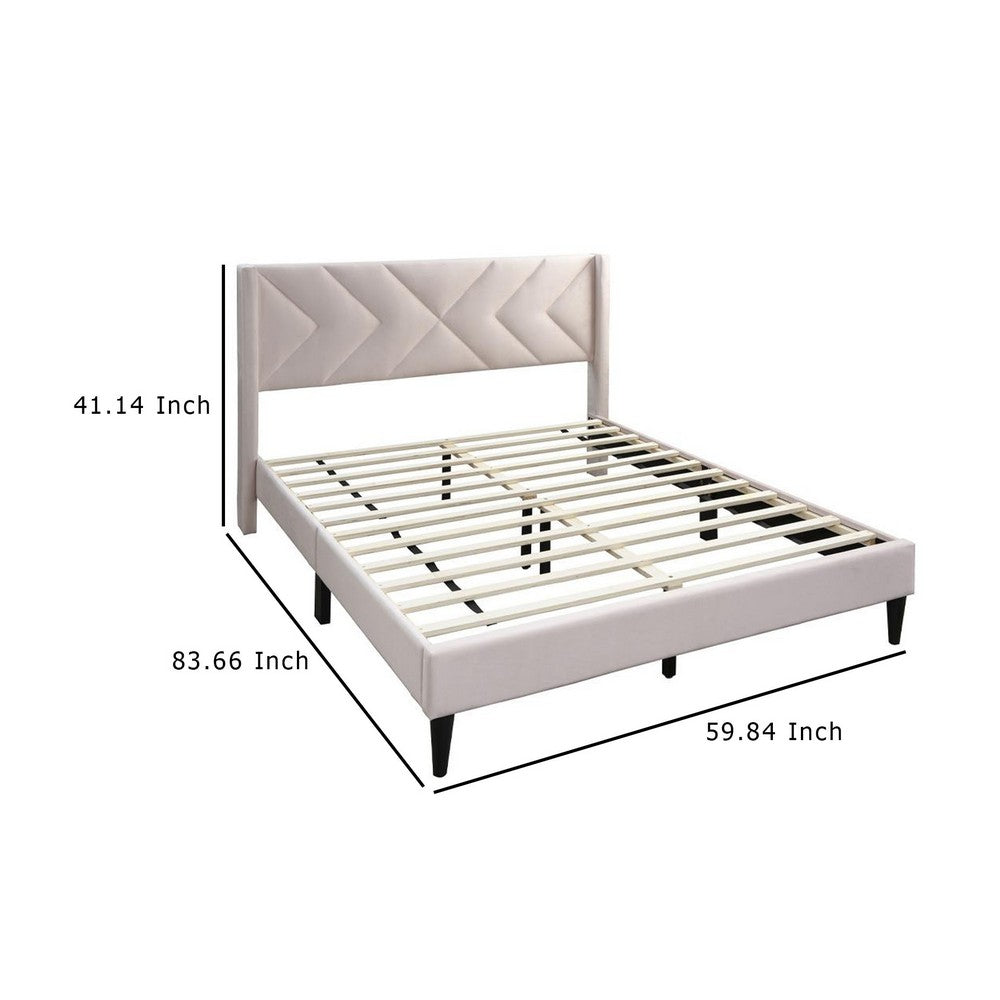 Reno Queen Size Bed, Modern X Channel Tufted Pink Velvet Upholstery -BM332426