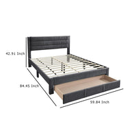 Heo Queen Size Bed w Storage Drawer, Dark Gray Corduroy Upholstery -BM332433