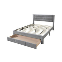 Heo Queen Size Bed w Storage Drawer, Light Gray Corduroy Upholstery -BM332434