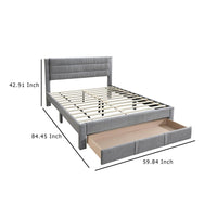 Heo Queen Size Bed w Storage Drawer, Light Gray Corduroy Upholstery -BM332434