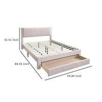 Peo Queen Size Bed w Storage Drawer, Light Pink Corduroy Upholstery -BM332436