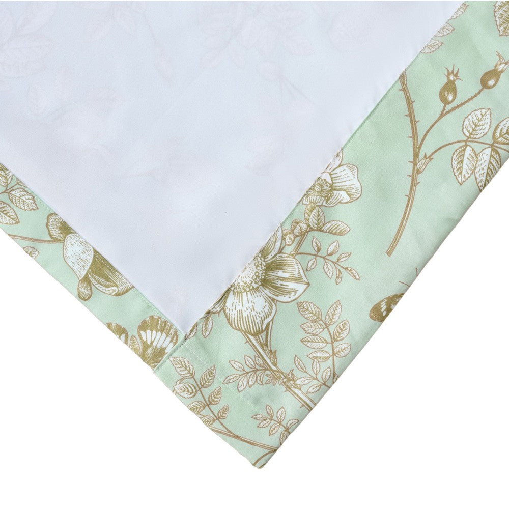 Vola 2 Panel Curtain Set, Light Mint Green Microfiber, Floral Pattern -BM332775