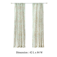 Vola 2 Panel Curtain Set, Light Mint Green Microfiber, Floral Pattern -BM332775
