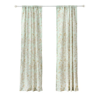 Vola 2 Panel Curtain Set, Light Mint Green Microfiber, Floral Pattern -BM332775