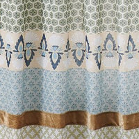 Ello 2 Panel Curtain Panel Set, Cotton White and Blue Geometric Print -BM332785