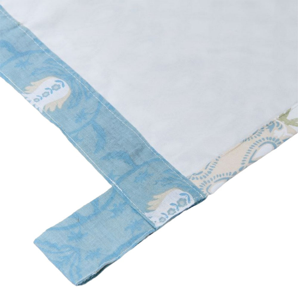 Ello 2 Panel Curtain Panel Set, Cotton White and Blue Geometric Print -BM332785