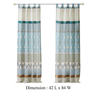 Ello 2 Panel Curtain Panel Set, Cotton White and Blue Geometric Print -BM332785
