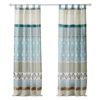 Ello 2 Panel Curtain Panel Set, Cotton White and Blue Geometric Print -BM332785
