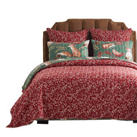 Lowa 2 Piece Twin Size Quilt Set, Festive Theme Red Green Polyester -BM332790