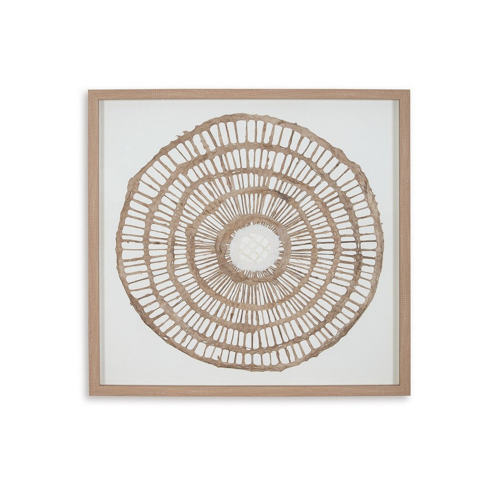 Wall Decor, Craft Paper Circle Framed Art, Brown White, 38x38 Square -BM332791
