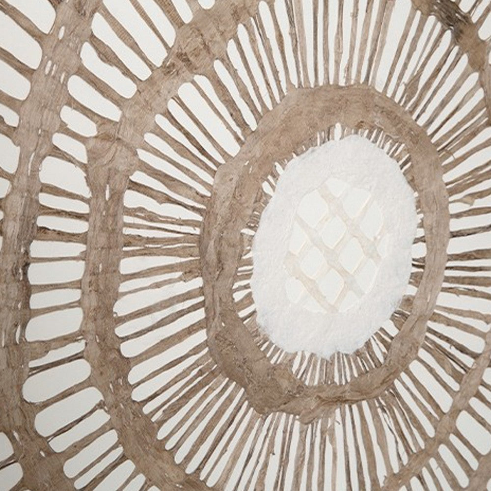 Wall Decor, Craft Paper Circle Framed Art, Brown White, 38x38 Square -BM332791