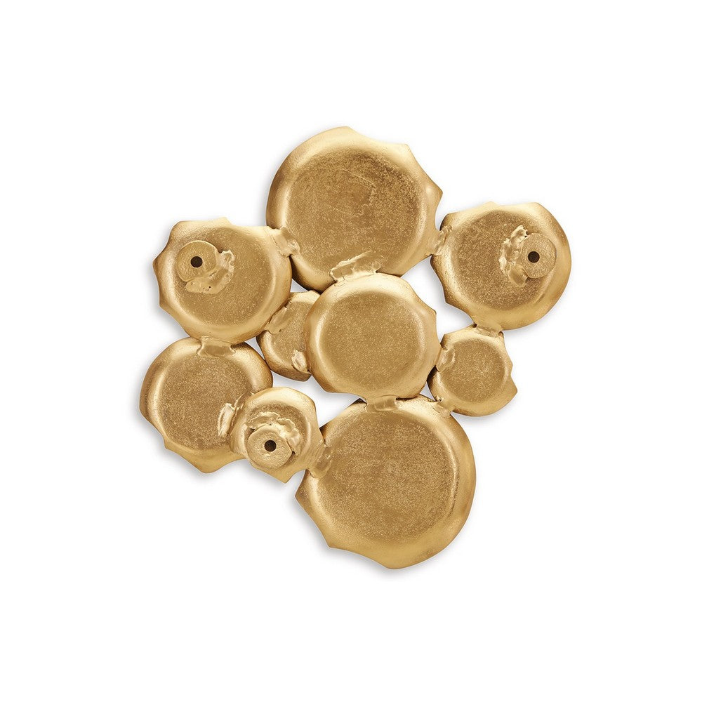 Wall Art Decor, Organic Round Shape Design, 20x20, Antique Gold Metal -BM332793