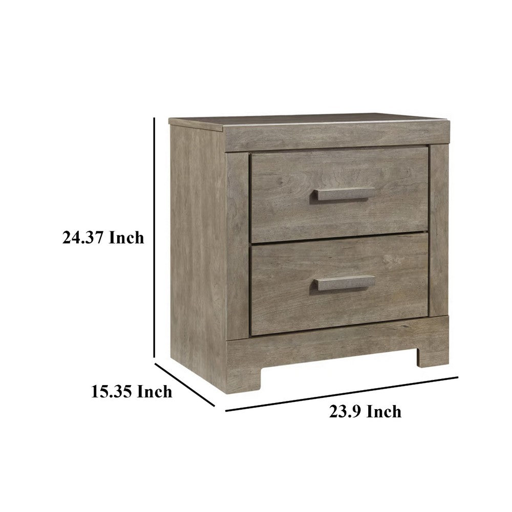 Kulv Nightstand, 2 Storage Drawers, 24 Inch Modern Taupe Gray Laminate -BM332806