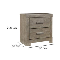 Kulv Nightstand, 2 Storage Drawers, 24 Inch Modern Taupe Gray Laminate -BM332806