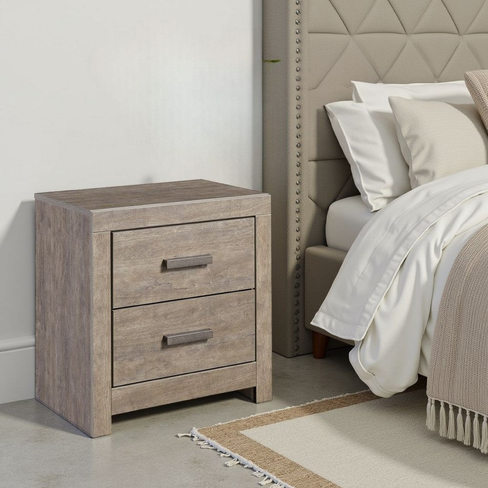 Kulv Nightstand, 2 Storage Drawers, 24 Inch Modern Taupe Gray Laminate -BM332806