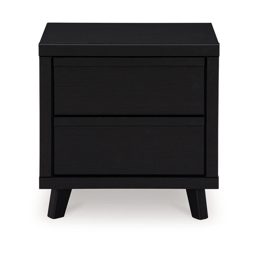 Danzi Nightstand, 2 Storage Drawers, 22 Inch, Modern Black Laminate -BM332809