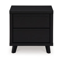 Danzi Nightstand, 2 Storage Drawers, 22 Inch, Modern Black Laminate -BM332809