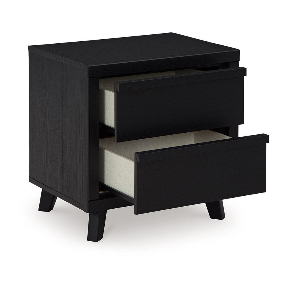 Danzi Nightstand, 2 Storage Drawers, 22 Inch, Modern Black Laminate -BM332809