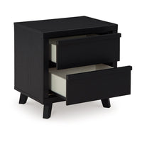 Danzi Nightstand, 2 Storage Drawers, 22 Inch, Modern Black Laminate -BM332809